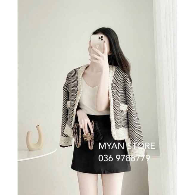 SET 3 MÓN : KHOÁC DẠ VIỀN + ÁO CỔ V + CHÂN VÁY | BigBuy360 - bigbuy360.vn