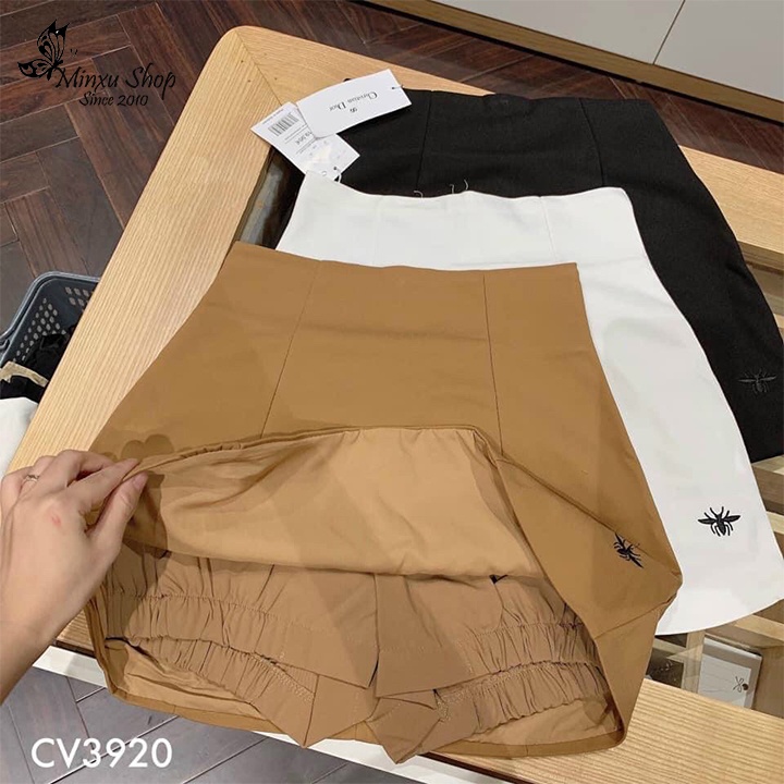 Quần sooc nữ giả chân váy - quần short nữ thời trang khóa lưng vải tuyết mưa cao cấp họa tiết con ong đủ size mã QO
