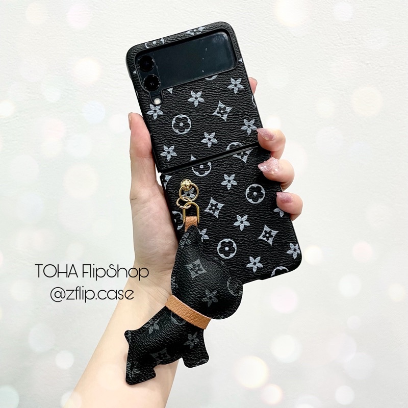 [HÀNGSẴN] Ốp da Samsung Z Flip 3 / Z Flip 4 hoạ tiết dây gấu (Ảnh shop chụp) / Z Flip3 / ZFlip3 / Z Flip4/ ZFlip4