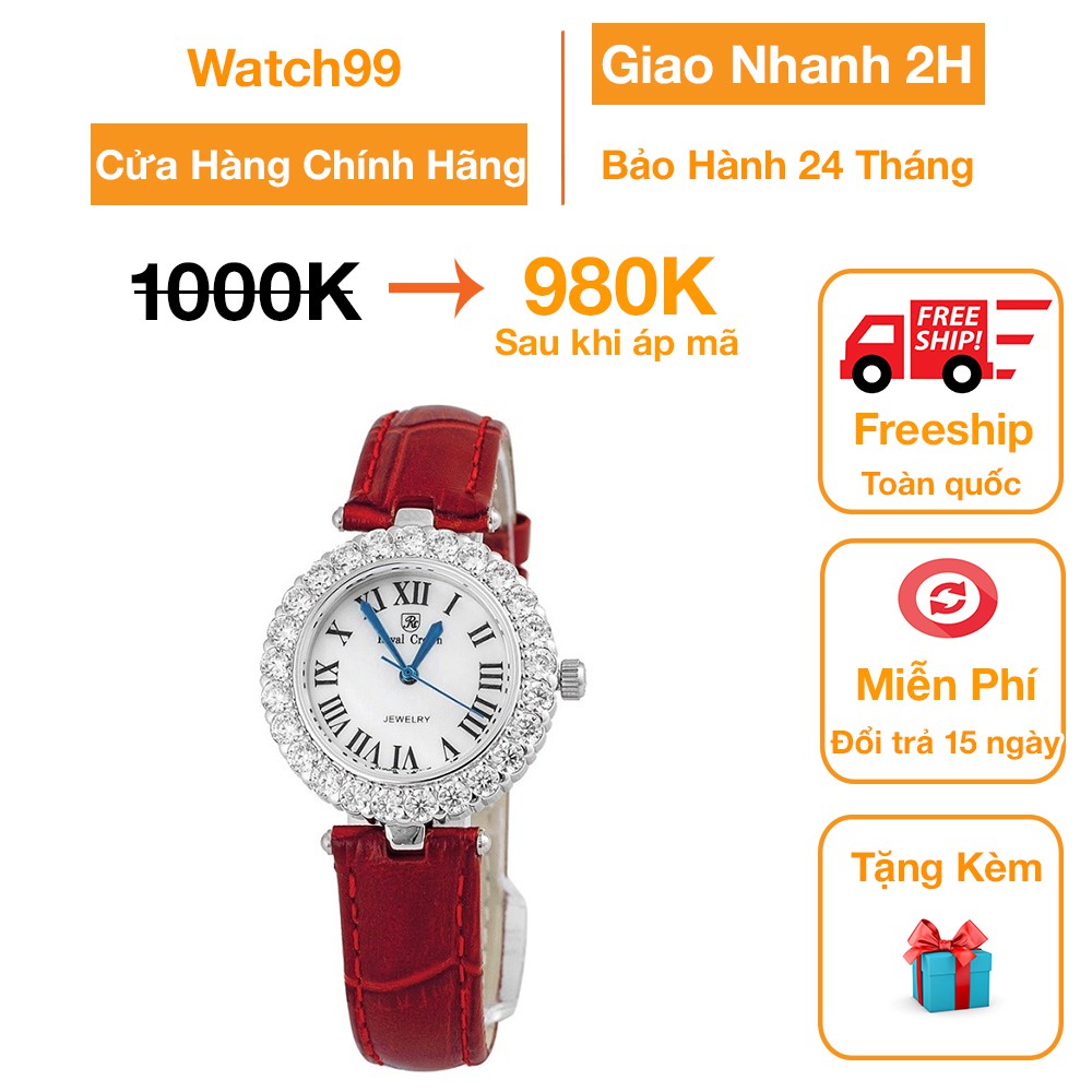 Đồng Hồ Nữ Chính Hãng Dây Da Royal Crown 6305 Chống Nước Chống Xước