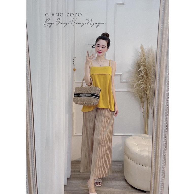 Set áo dây + quần dập ly chanh xả 🥰Bộ quần ống rộng áo dây đi chơi cực xinh cho các nàng diện hè | BigBuy360 - bigbuy360.vn