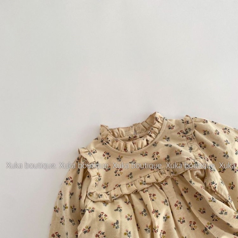 Váy Babydoll Bé Gái dài tay hoa nhí Vintage style Hàn Quốc chất cực đẹp [ Ảnh Thật]