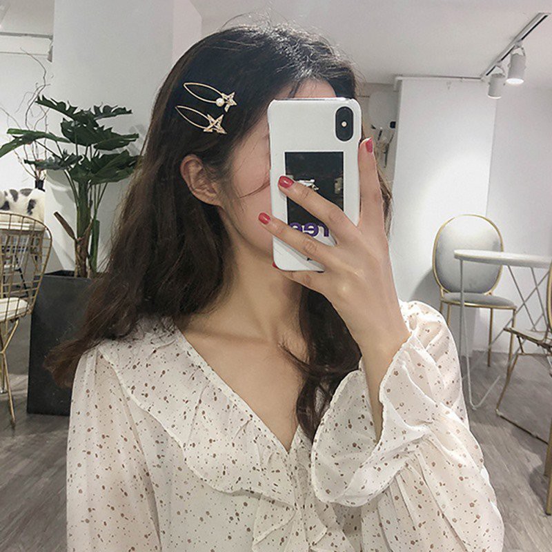 Kẹp tóc đính đá và ngọc trai nhân tạo