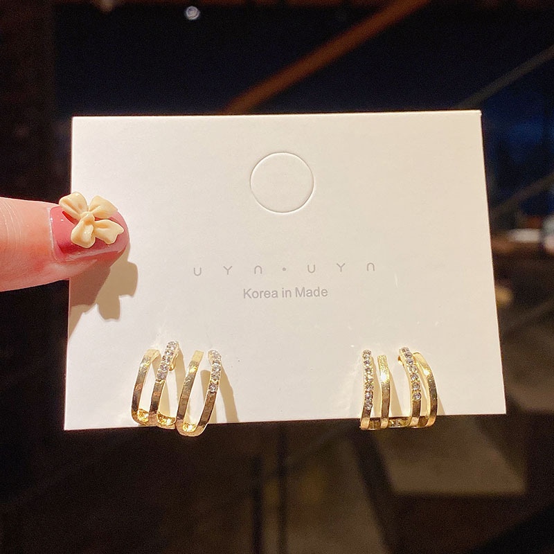 Bông tai mạ bạc 925 thiết kế hình học độc đáo