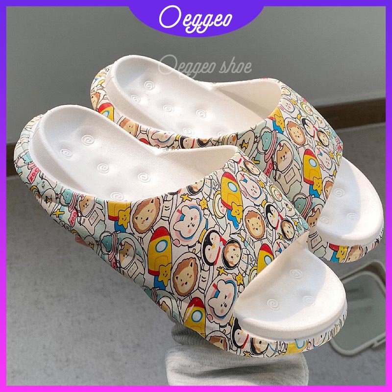 Oeggeo shop Dép Đi Trong Nhà Đế Dày Họa Tiết Hoạt Hình Cho Nữ