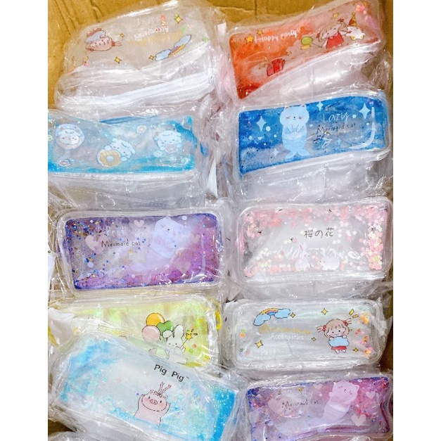 Bóp viết nước trong suốt nhũ kim tuyến