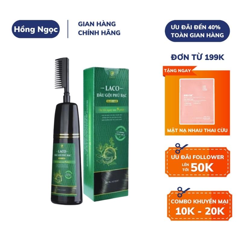 Dầu Gội Phủ Bạc Laco Black Hair Nhuộm Tóc Đen Chiết Xuất Thiên Nhiên Dưỡng Tóc Có Lược Chải Tiện Lợi 200ml