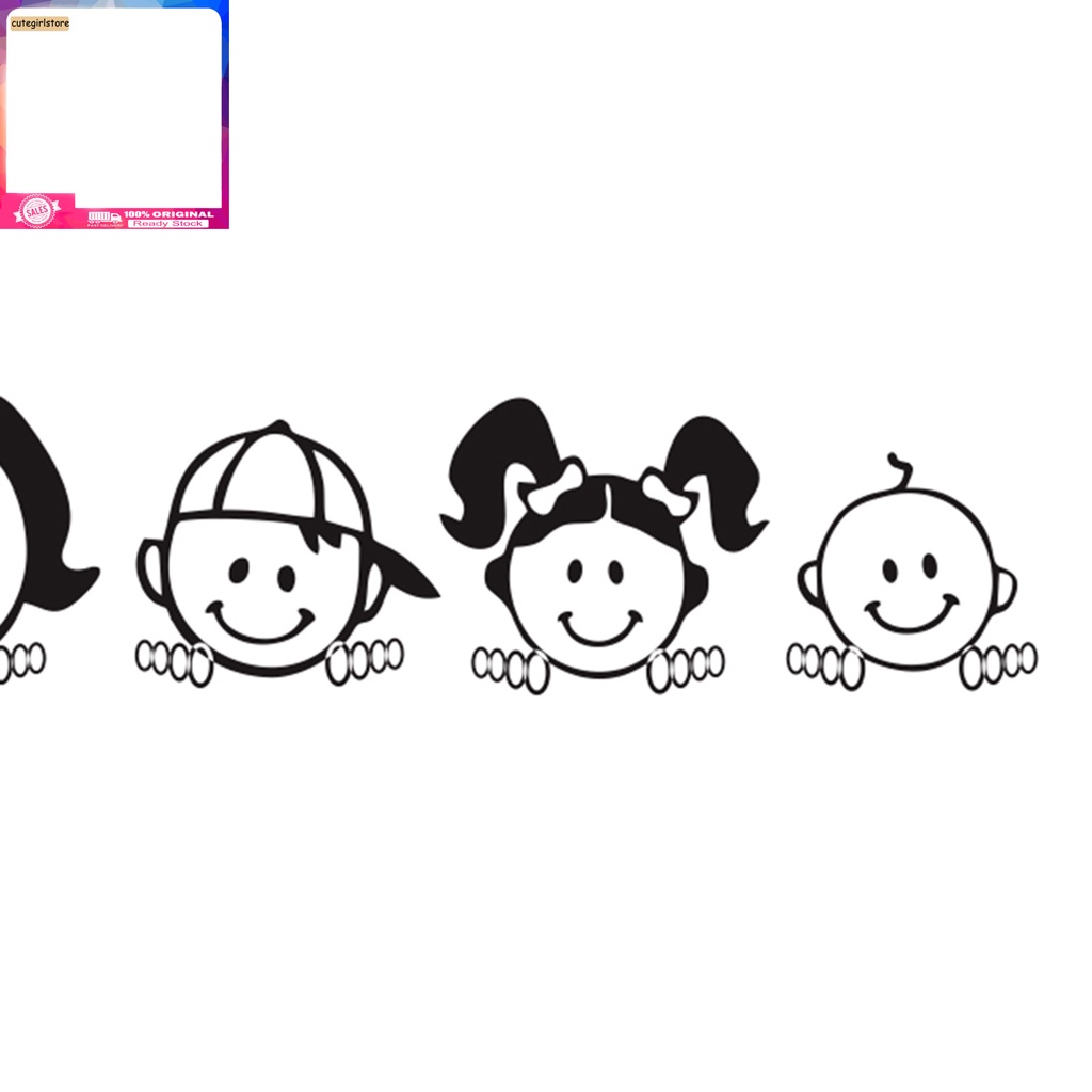 Đề can dán trang trí xe hơi bằng PVC họa tiết gia đình dễ thương