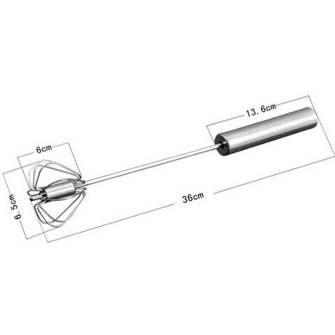 Dụng cụ đánh trứng trục xoay, đánh bọt cafe cầm tay inox