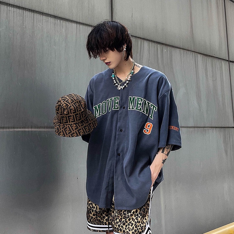 Áo Thun Bóng Chày Tay Ngắn Dáng Rộng Phong Cách Hip Hop Thời Trang Mùa Hè Cho Nam