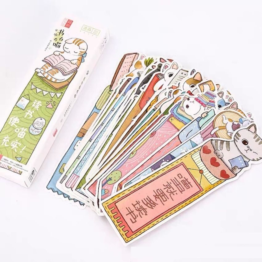 Thẻ đánh dấu trang sách Meo Meo dễ thương 30 Tấm DecroMe Note phân trang sách cute phụ kiện văn phòng phẩm STKTH