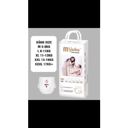 Tả bỉm quần Mijuku Nhật Bản quần/dán S50/M50/L50/XL50/XXL50