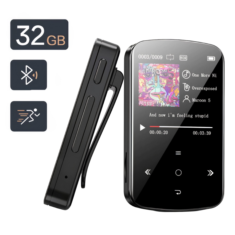 Máy nghe nhạc benjie M9 mới nhất, dung lượng 32GB, bluetooth 4.2, chức năng đo calories hỗ trợ tập thể dục thể thao