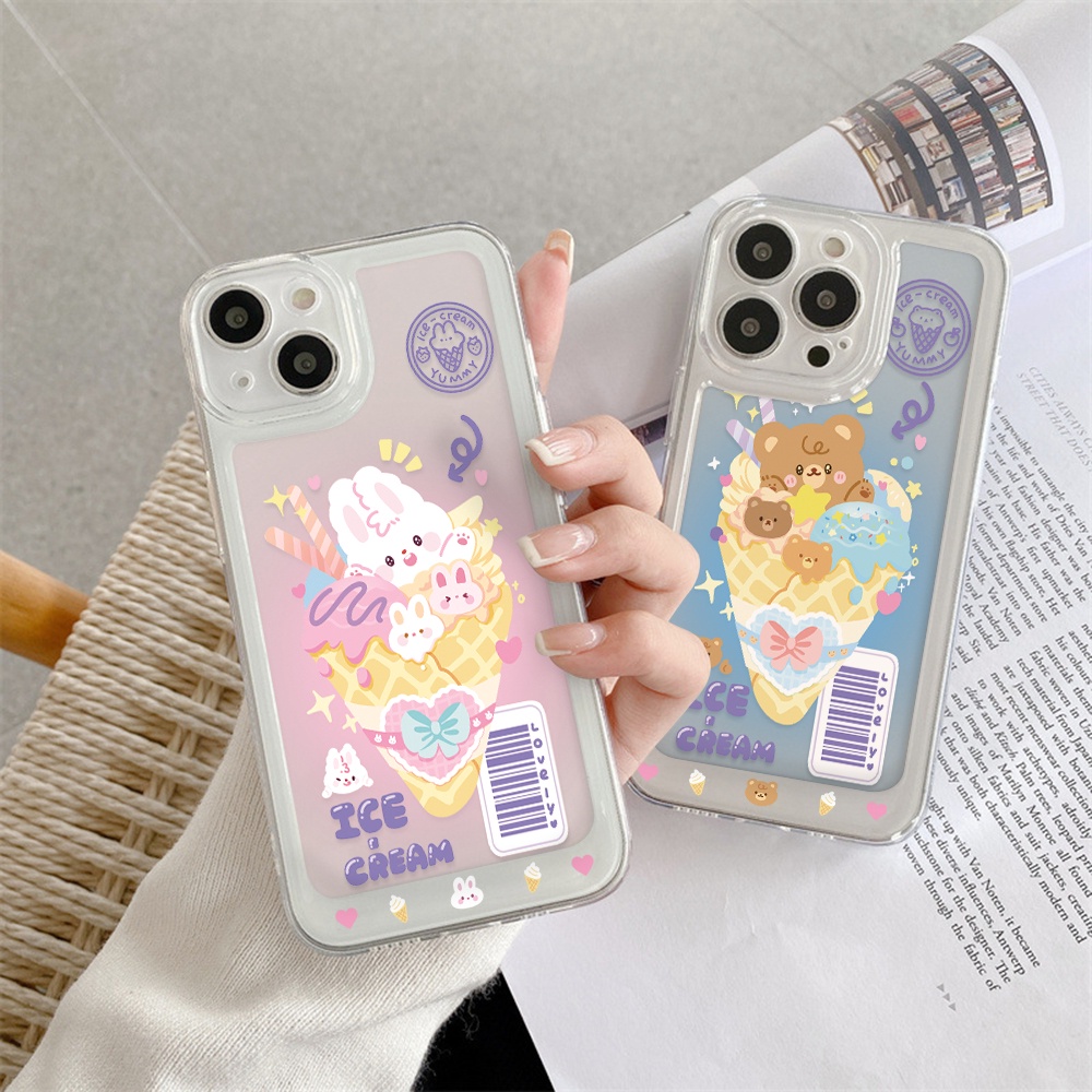 Ốp Điện Thoại Mềm Chống Sốc Hoạ Tiết Gấu Và Thỏ Dễ Thương Dành Cho iPhone 11 13 12 X XS Pro Max XR 12 13