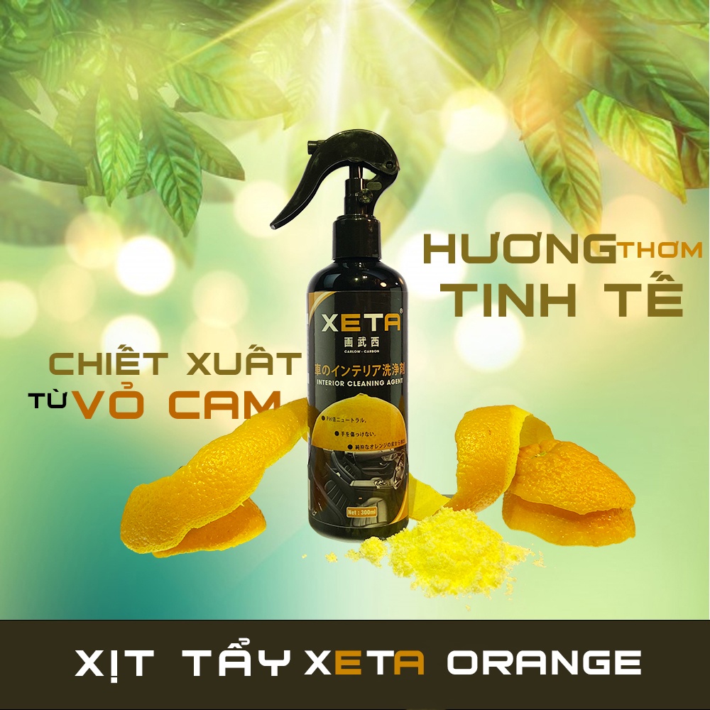 Xịt nội thất ô tô XETA, vệ sinh nội thất ghế da xe hơi chiết xuất từ vỏ cam hương thơm dịu nhẹ