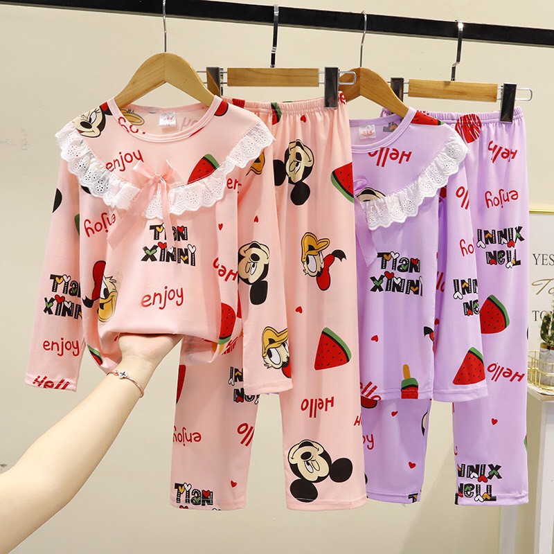 Đồ bộ Pijama cho bé gái Beeshop thiết kế họa tiết siêu cute full size PM