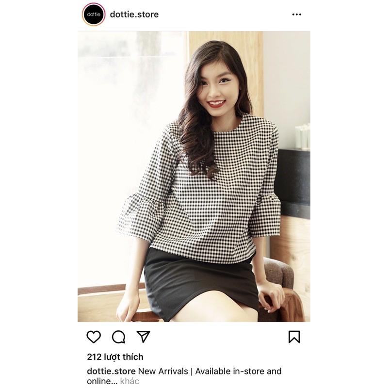 Áo caro đen trắng @dottie.store