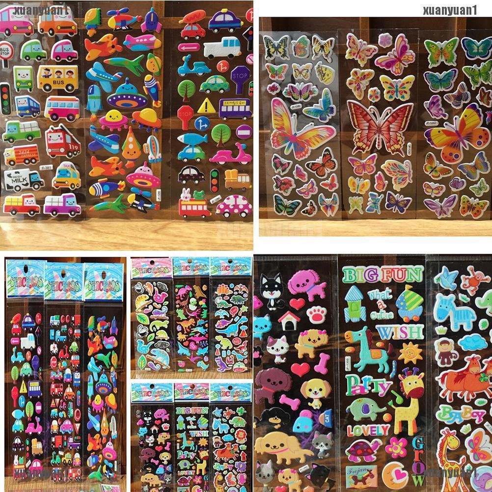 Bộ 10 Sticker Hoạt Hình 3D Xinh Xắn