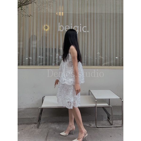 SET REN TƠ ÁO 2 DÂY KÈM CHÂN VÁY