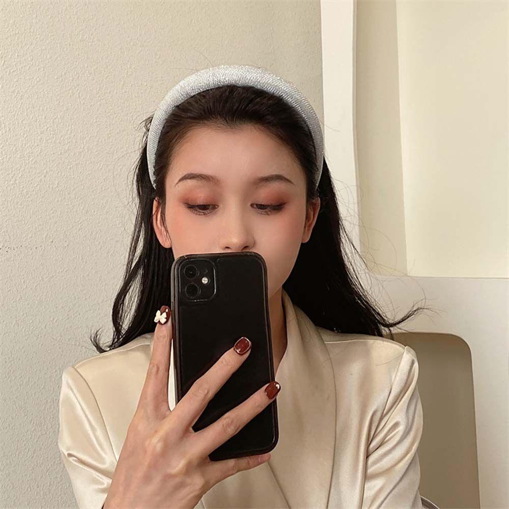 Băng Đô Cài Tóc Bằng Xốp Lụa Bóng Thiết Kế Thời Trang Hàn Quốc