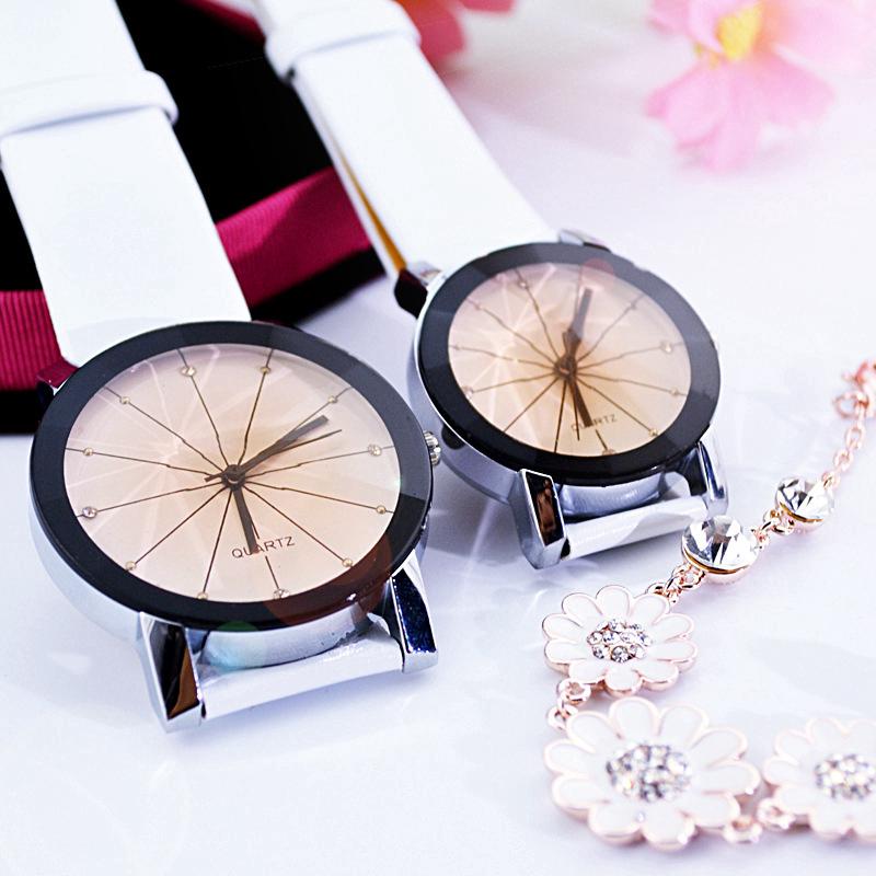 Đồng hồ analog máy quartz dây da cho cặp đôi