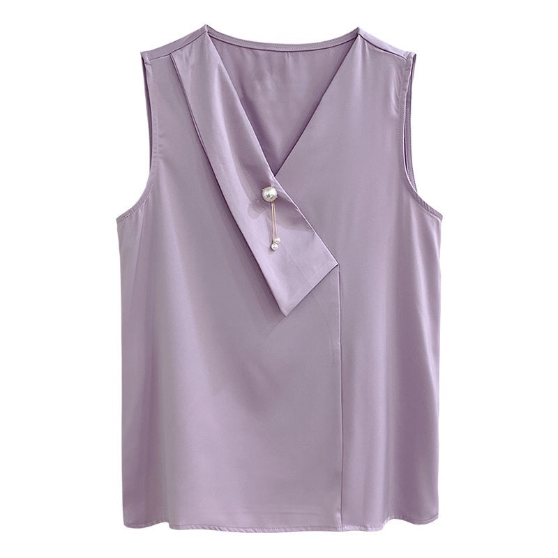 Áo Voan Lụa Lạnh Cổ Chữ v Tay Ngắn Thời Trang Mùa Hè Dành Cho Nữ