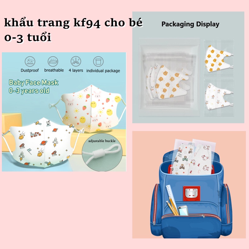 Khẩu trang in họa tiết 3d dành cho bé từ 0-3 tuổi
