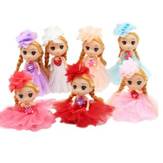 Móc khóa búp bê chibi tóc bím 12cm