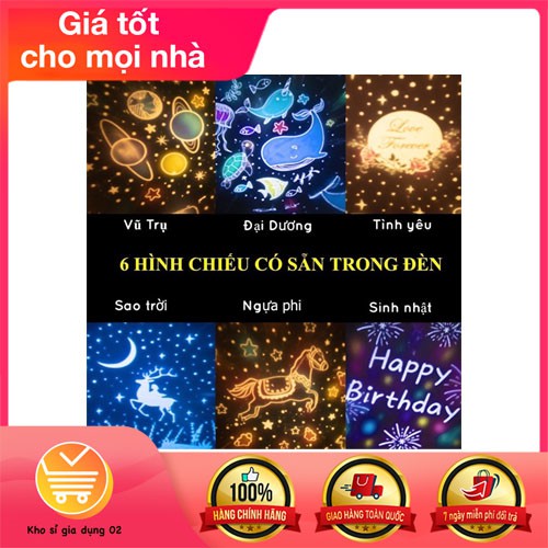 Đèn chiếu ngàn sao thế giới cổ tích 3D, hình sinh nhật xoay tự động đèn LED lãng mạn dễ thương, Có bảo hành 1 đổi 1