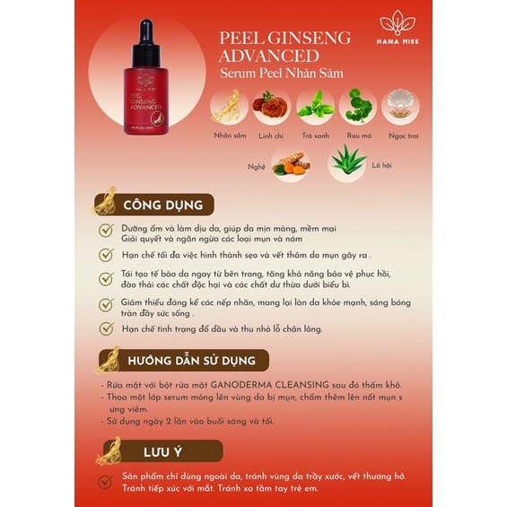 (Tặng 3 Mặt Nạ Kèm Theo)Hana Miss Peel Da Nhân Sâm | BigBuy360 - bigbuy360.vn
