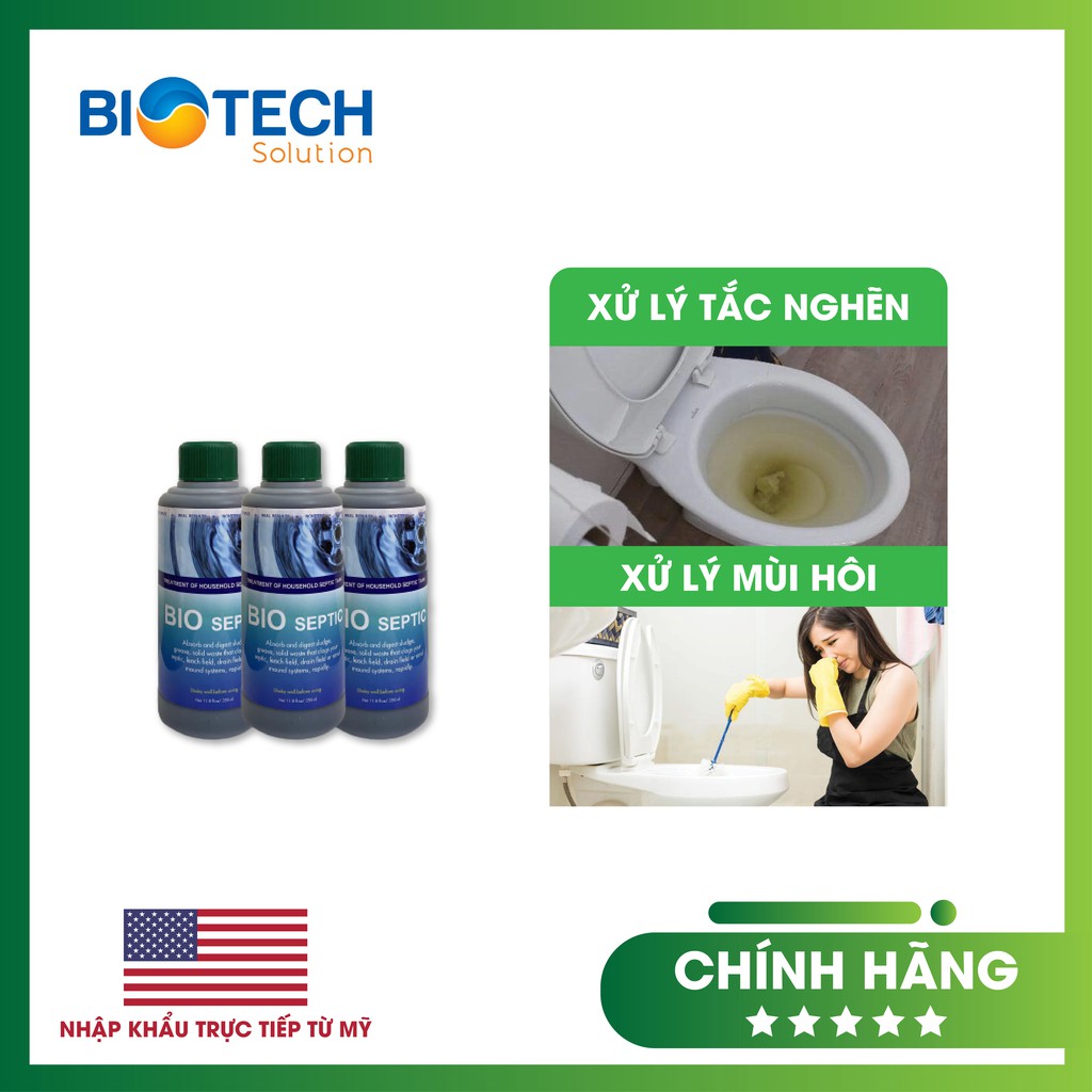 Chất thông cống - Nước vi sinh thông cống, thông tắc bồn cầu, khử mùi, vi sinh hữu cơ an toàn Bio Septic (Mỹ) 350ml