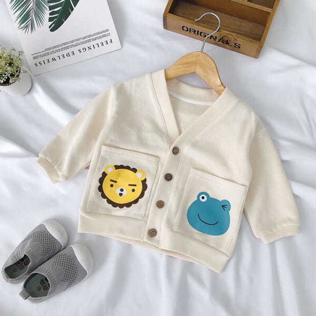 Áo khoác cardigan in hình động vật cute cho bé, Áo khoác cotton cho bé trai, bé gái  bé từ 6-19kg - LILA KIDS