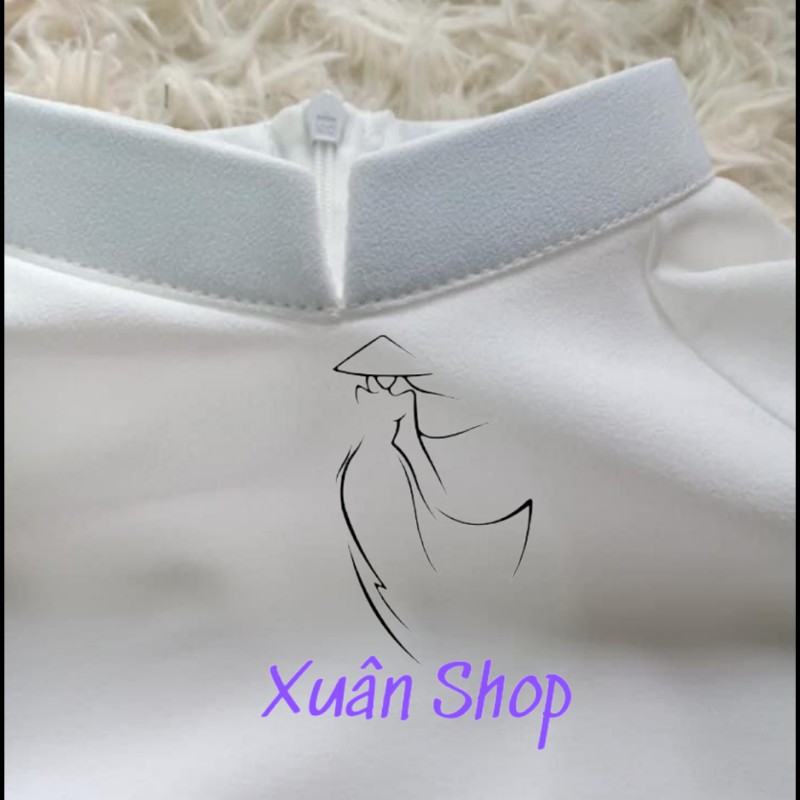 Áo dài trắng học sinh 04 tà chiffon truyền thống may sẵn