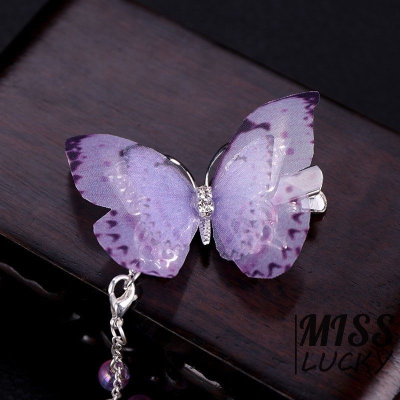 Kẹp tóc hình cánh bướm có chuỗi dây trang trí phong cách cổ trang Trung Quốc