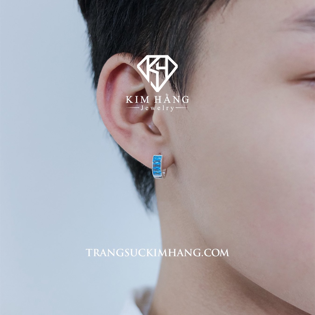 Khuyên Tai BẠC Thiết Kế Đá Baguette XANH KHJER02