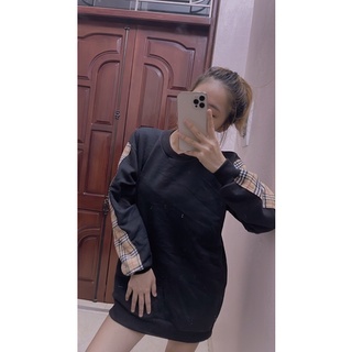 Áo swt nỉ kẻ tay bbr ảnh thật
