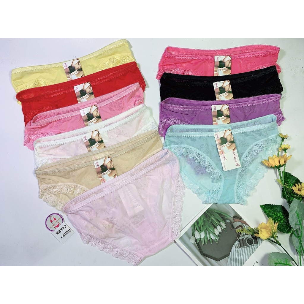 Quần lót thun lạnh 3313 phối ren chất mềm mại &lt;50kg