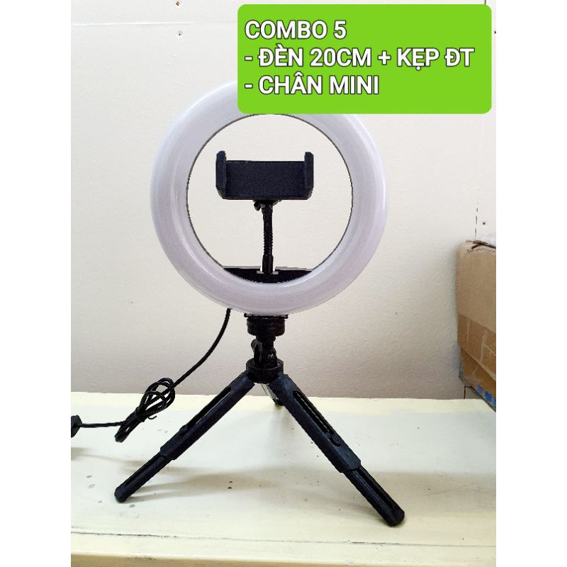 COMBO Đèn Livestream 20cm + Chân Tripod Mini - Hỗ trợ ánh sáng chụp ảnh ; Make up; Livestream bán hàng Online