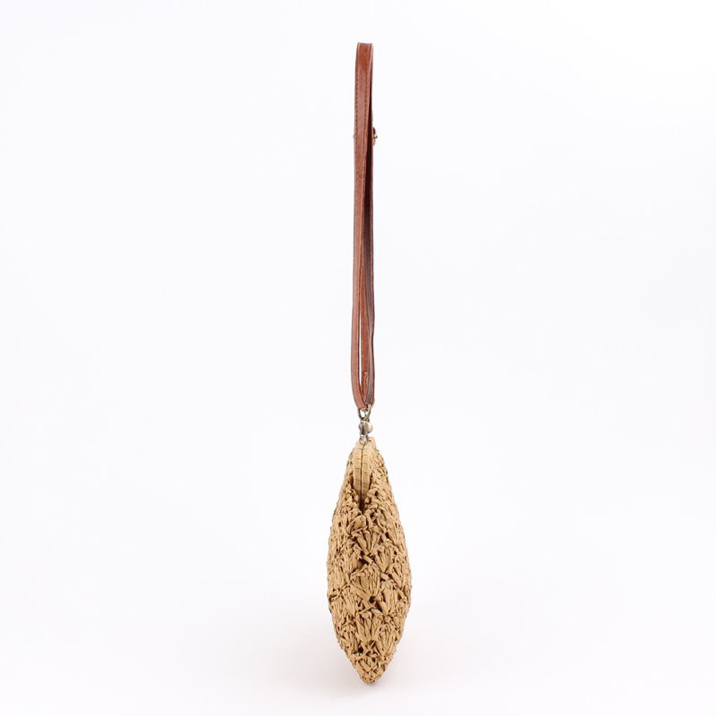 [NowShip - Giao Ngay] Túi Cói Boho Vintage Đeo Vai, Đeo Chéo Hình Tròn Dây Da Màu Nâu Be Trơn