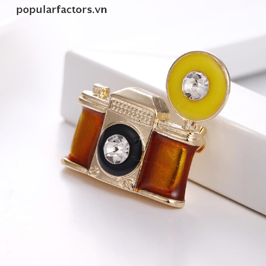 Ghim Cài Áo / Khăn Choàng Hình Máy Ảnh Tráng Men Mini Vintage