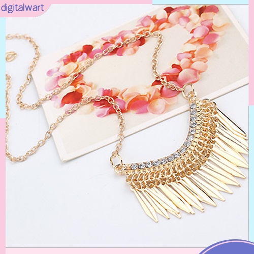 Vòng Cổ Choker Dài Màu Vàng Đính Đá Tua Rua Thời Trang Dành Cho Nữ