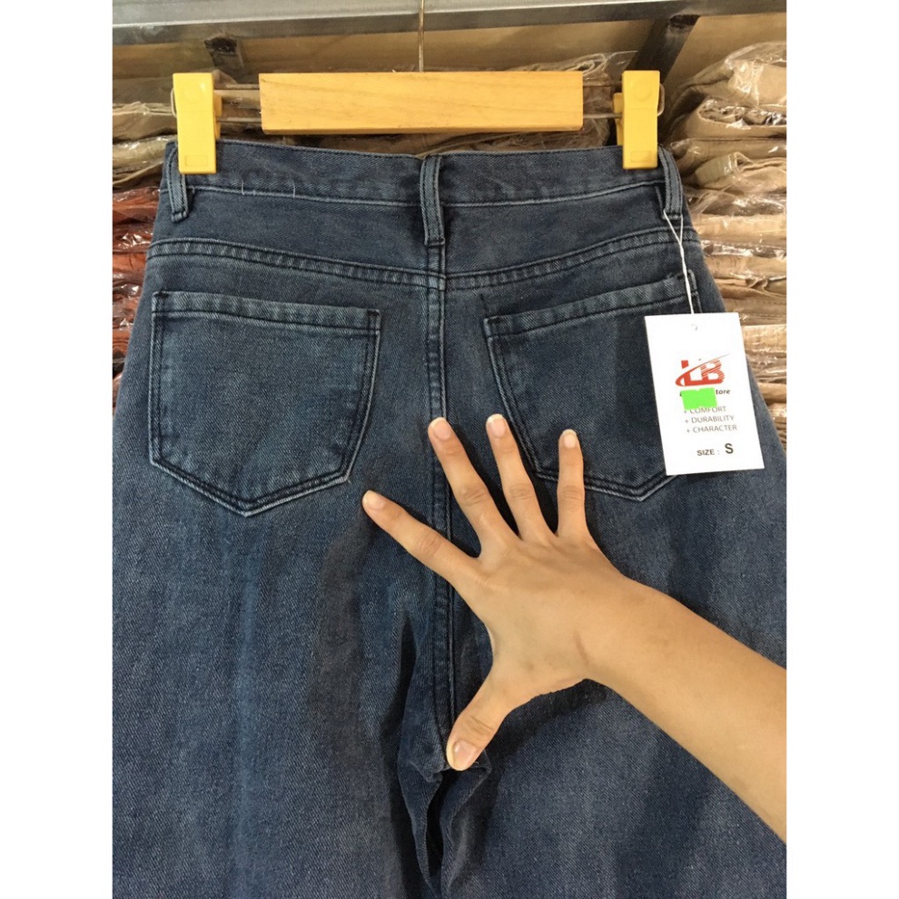 Quần JEAN NỮ THỜI TRANG ỐNG RỘNG DÁNG SUÔNG Kèm Hình Thật