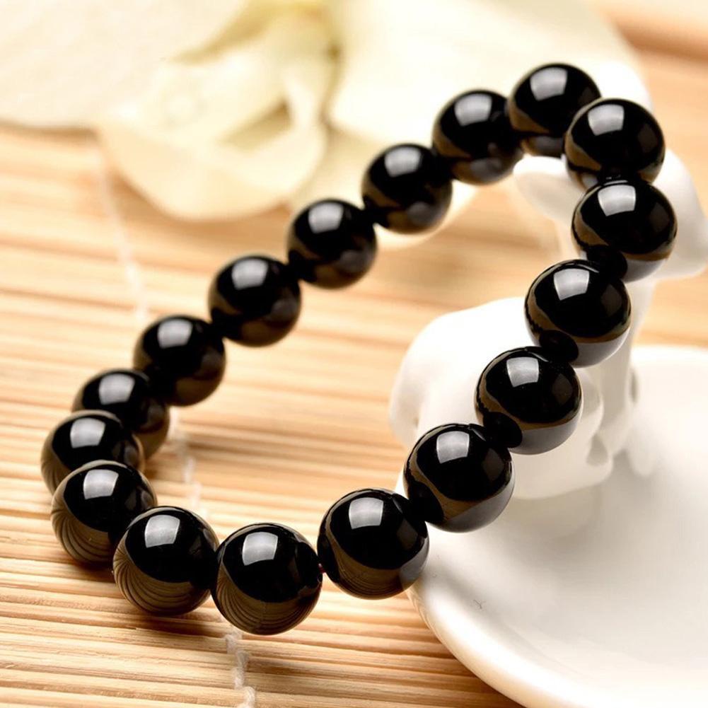 Vòng tay N4F2 chuỗi hạt đá obsidian màu đen