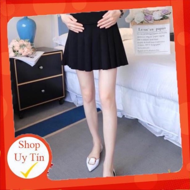 [Hàng cao cấp]Chân váy bầu xếp ly hàng thiết kế☘️Chất umi siêu đẹp, mát, mềm, mịn và ko xổ lông☘️size M, L(43~70kg)CVB02