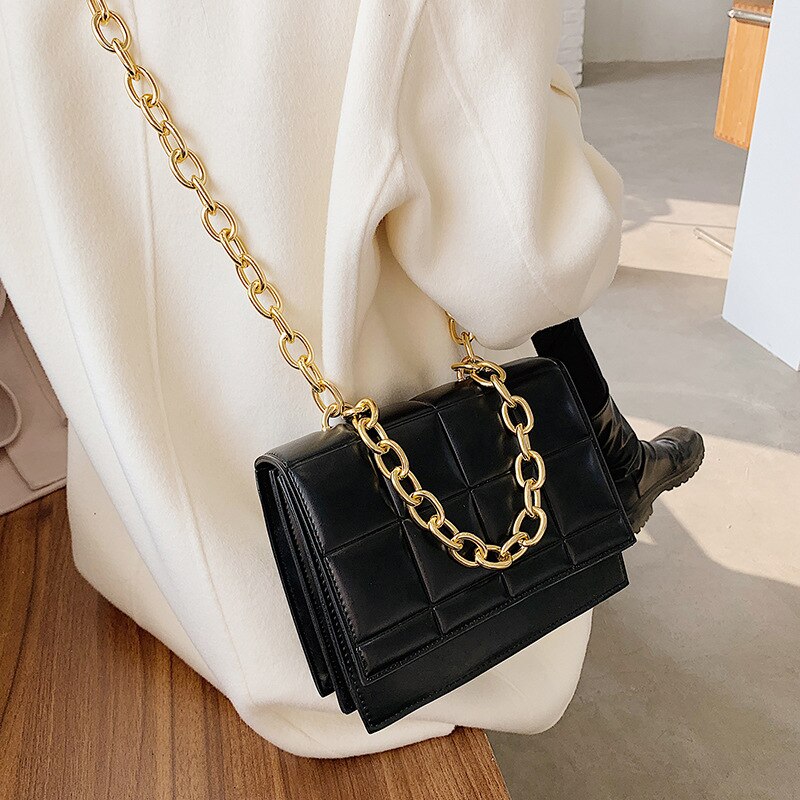 Túi đeo chéo JASMIN NOIR thiết kế sọc caro có tay cầm thời trang cho nữ