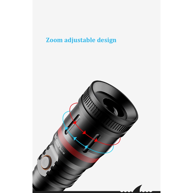 Đèn pin SMILING SHARK E221-1 với laser đỏ có thể sạc lại không thấm nước để sử dụng ngoài trời