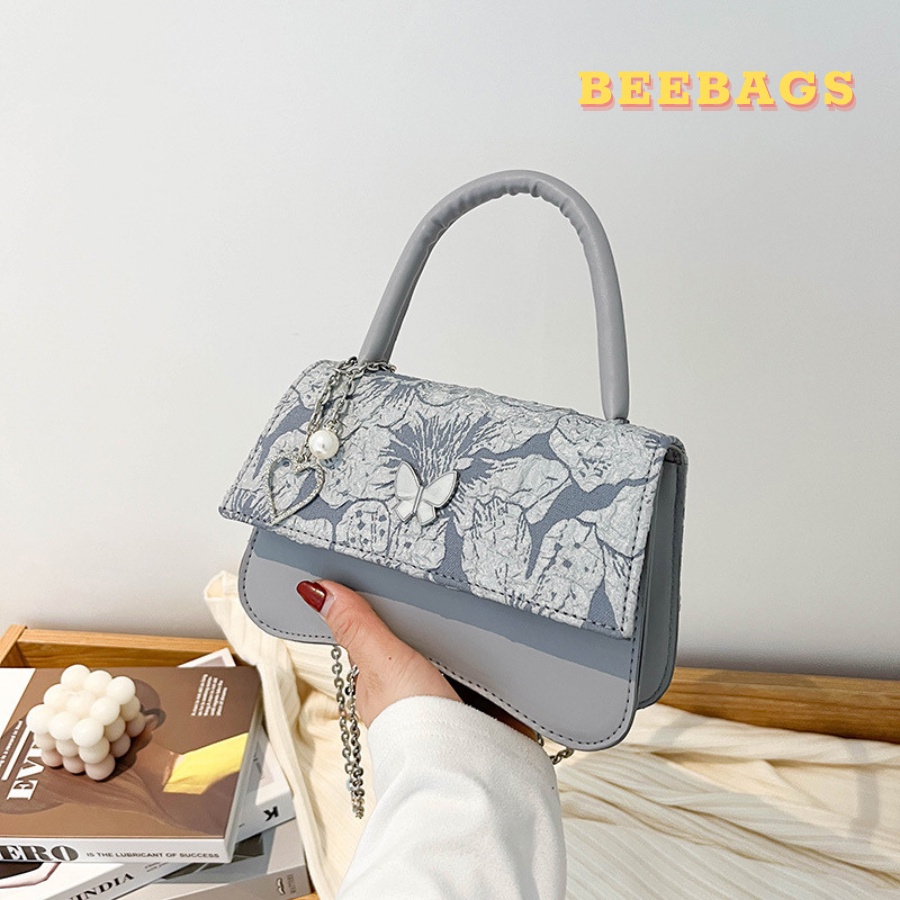 Túi Dây Xích Họa Tiết Bướm, Trái Tim Xinh Xắn Màu Đen, Trắng, Xanh Xám Và Be | TX19 | Túi Nữ Cầm Tay Đeo Chéo Sang Chảnh