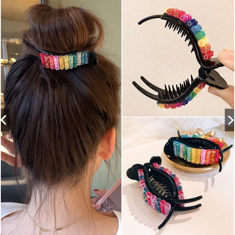 Kẹp Tóc Màu Sắc Cầu Vồng Lấp Lánh Phong Cách Hàn Quốc Cho Nữ - LIONKING
