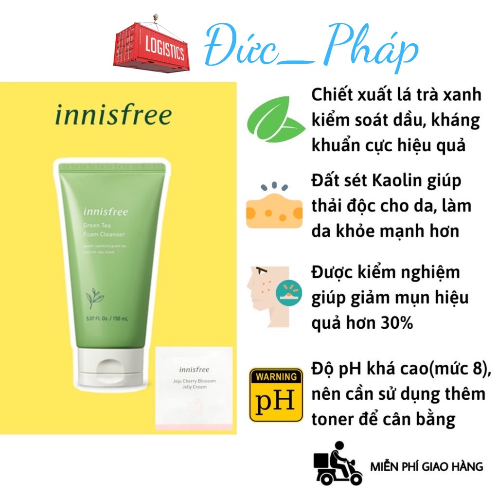 [Chuẩn auth 100%, đủ bill, đi air ✈️] Sữa rửa mặt inisfree green tea, sữa rửa mặt sạch bụi 150ml mã MP50 | BigBuy360 - bigbuy360.vn