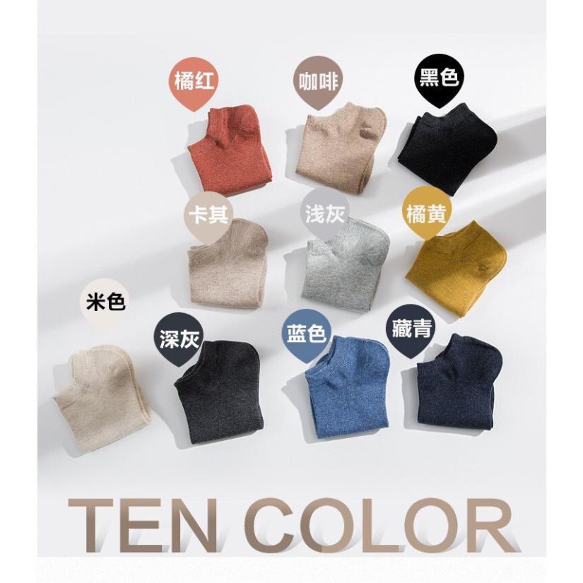 Set 10 đôi tất đa sắc nữ loại đẹp chất cotton khử mùi thoáng khí
